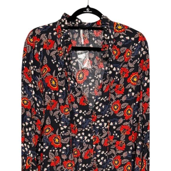 Free People Magic Mystery Tunic Shirt Top Size Large Bell Sleeve Floral Flowy - Picture 2 of 5